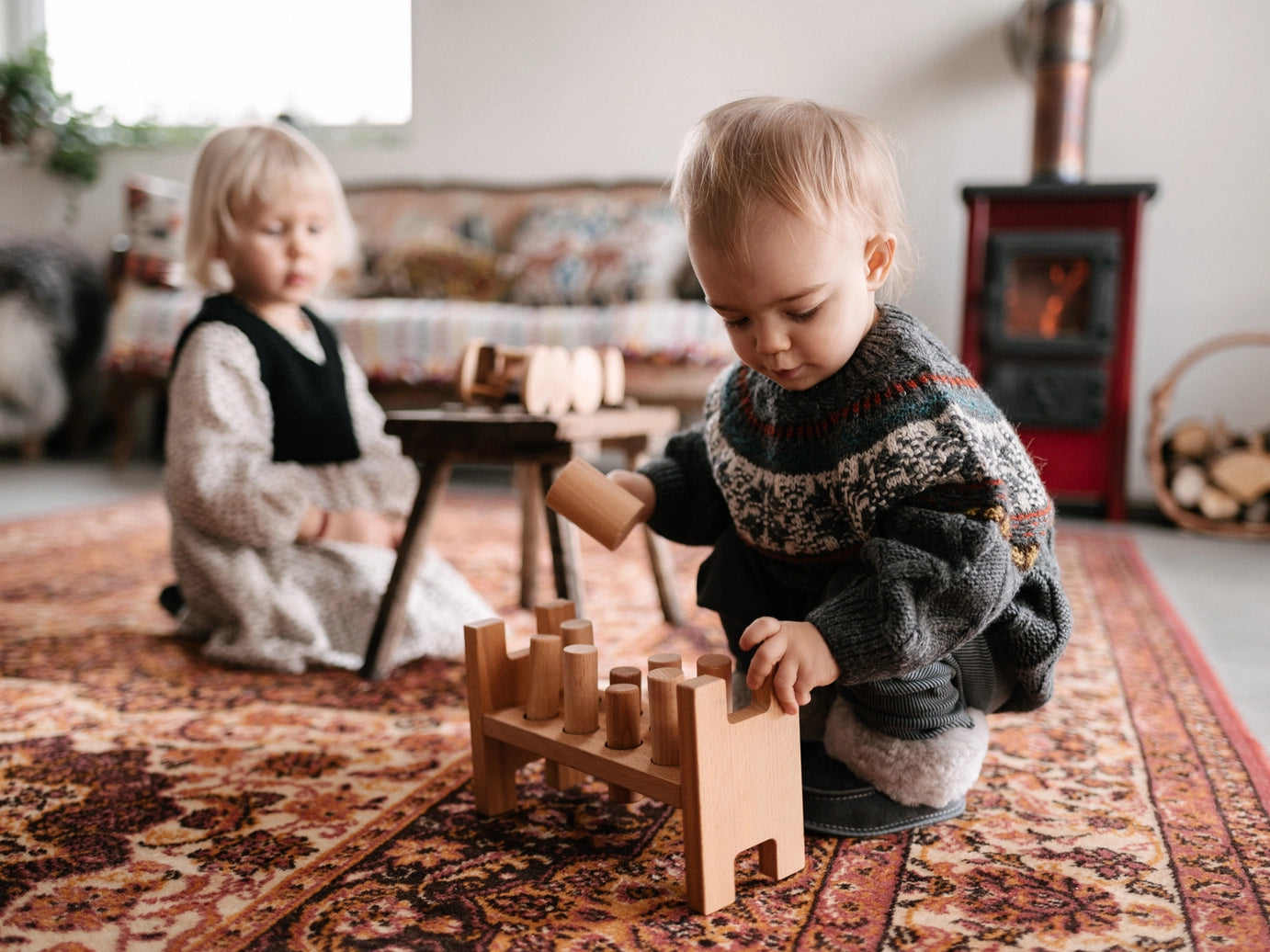 Wooden pound a peg toy for toddlers