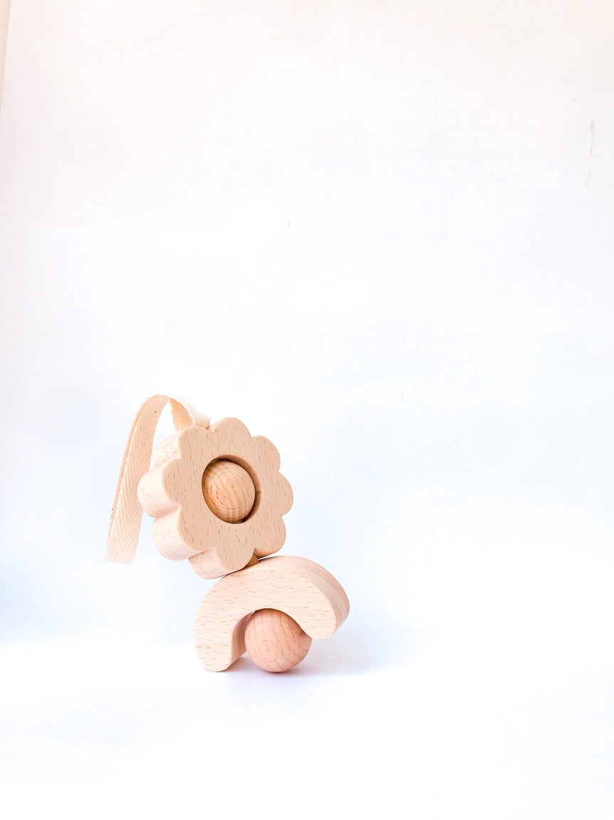 Wooden sensory rattle toy for infants
