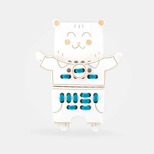 Wooden teddy bear lacing toy for kids