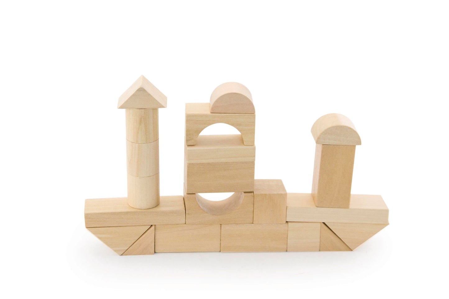 Natural wood building toy for toddlers