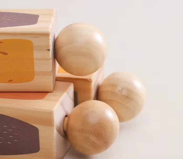 Animal matching wooden blocks game for children learning shape recognition and early cognitive skills