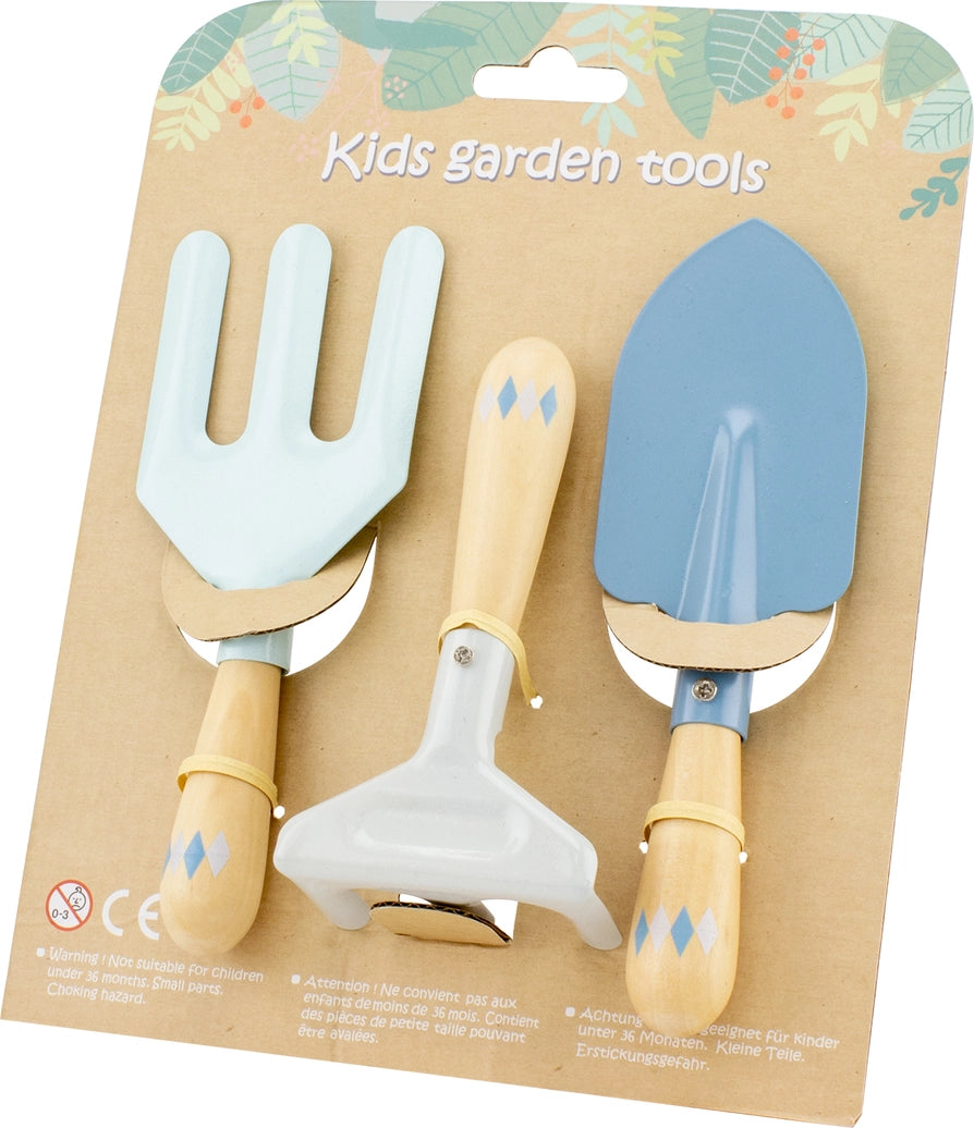 Blue gardening tools for children