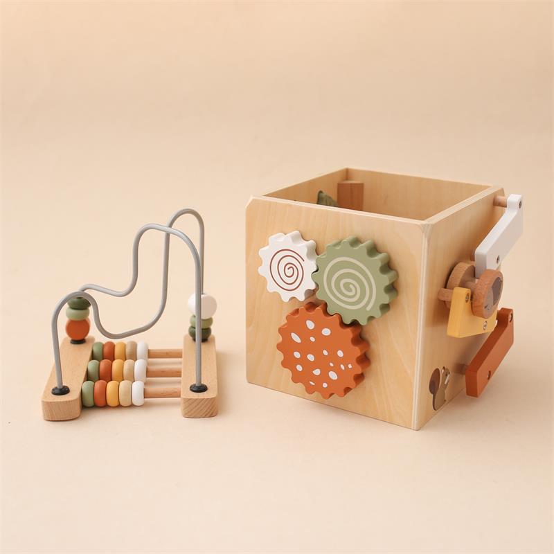 Educational wooden activity cube for children learning shapes coordination and early cognitive skills