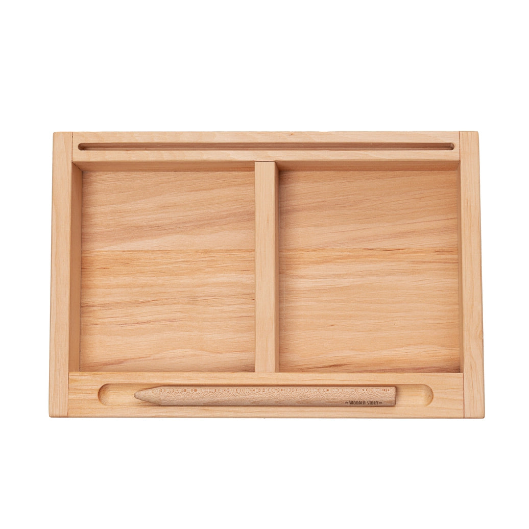 Handwriting practice tray with card holder