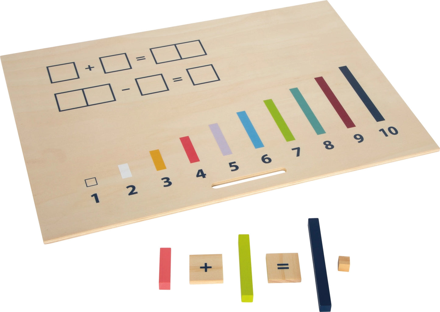 Math learning box with counting rods number tiles and symbols for logical thinking and problem solving