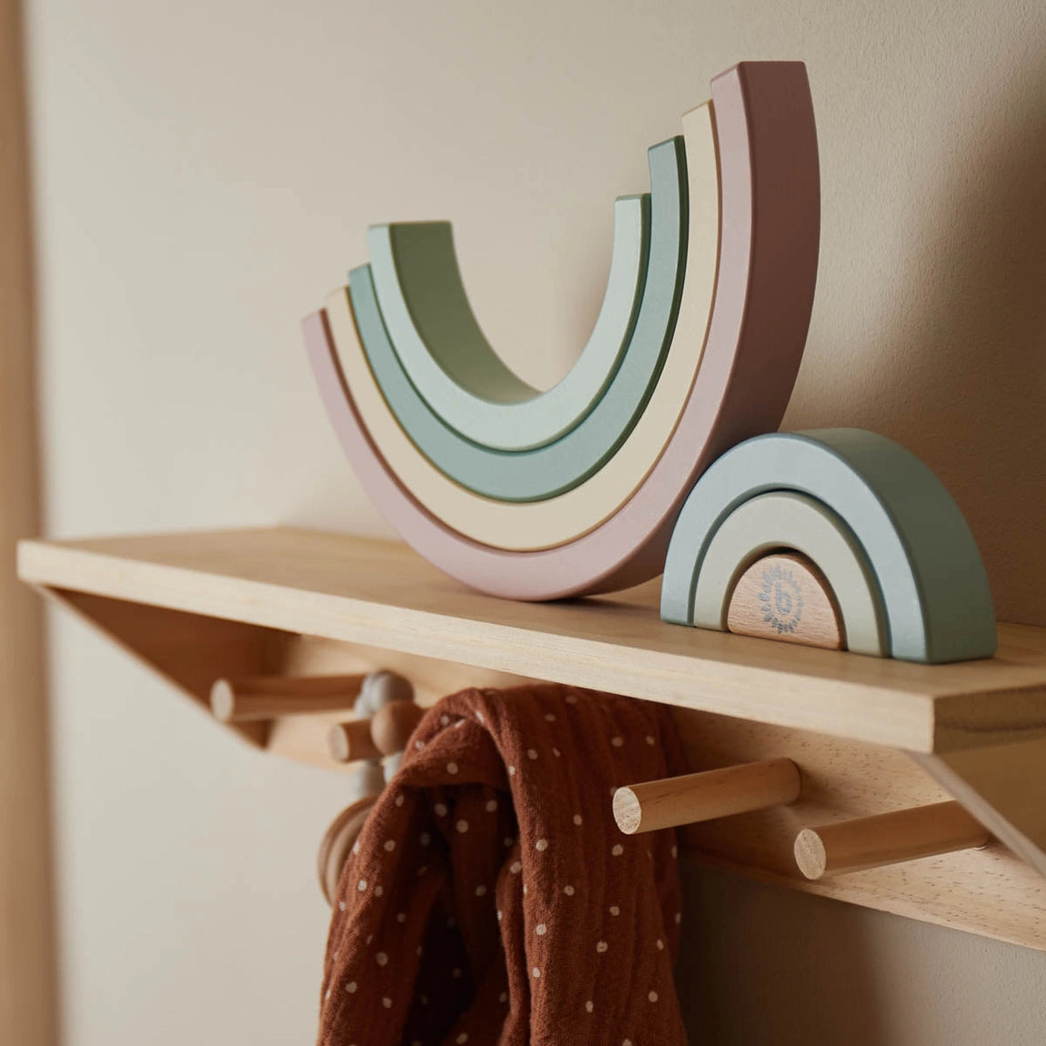 Montessori Wooden Rainbow Blocks for Fine Motor Skills and Imaginative Play