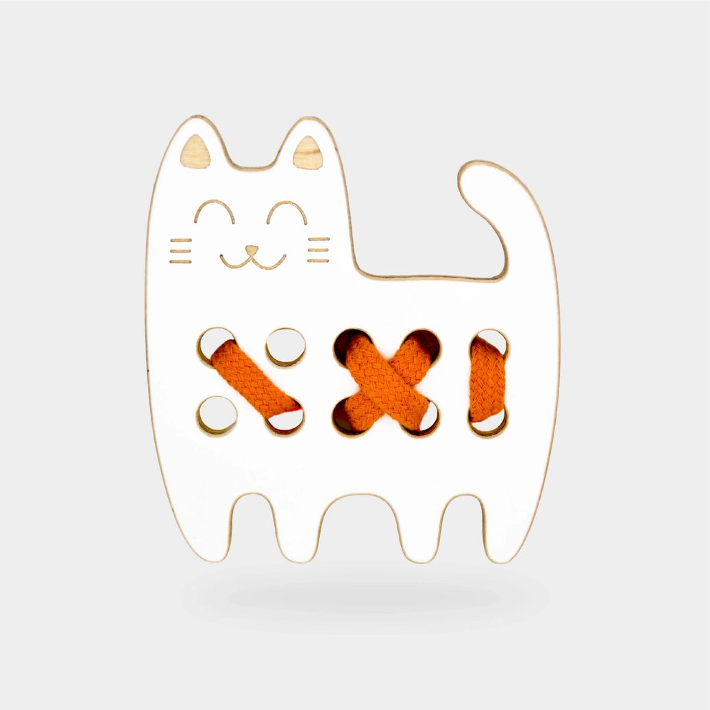 Montessori cat lacing toy for fine motor skills