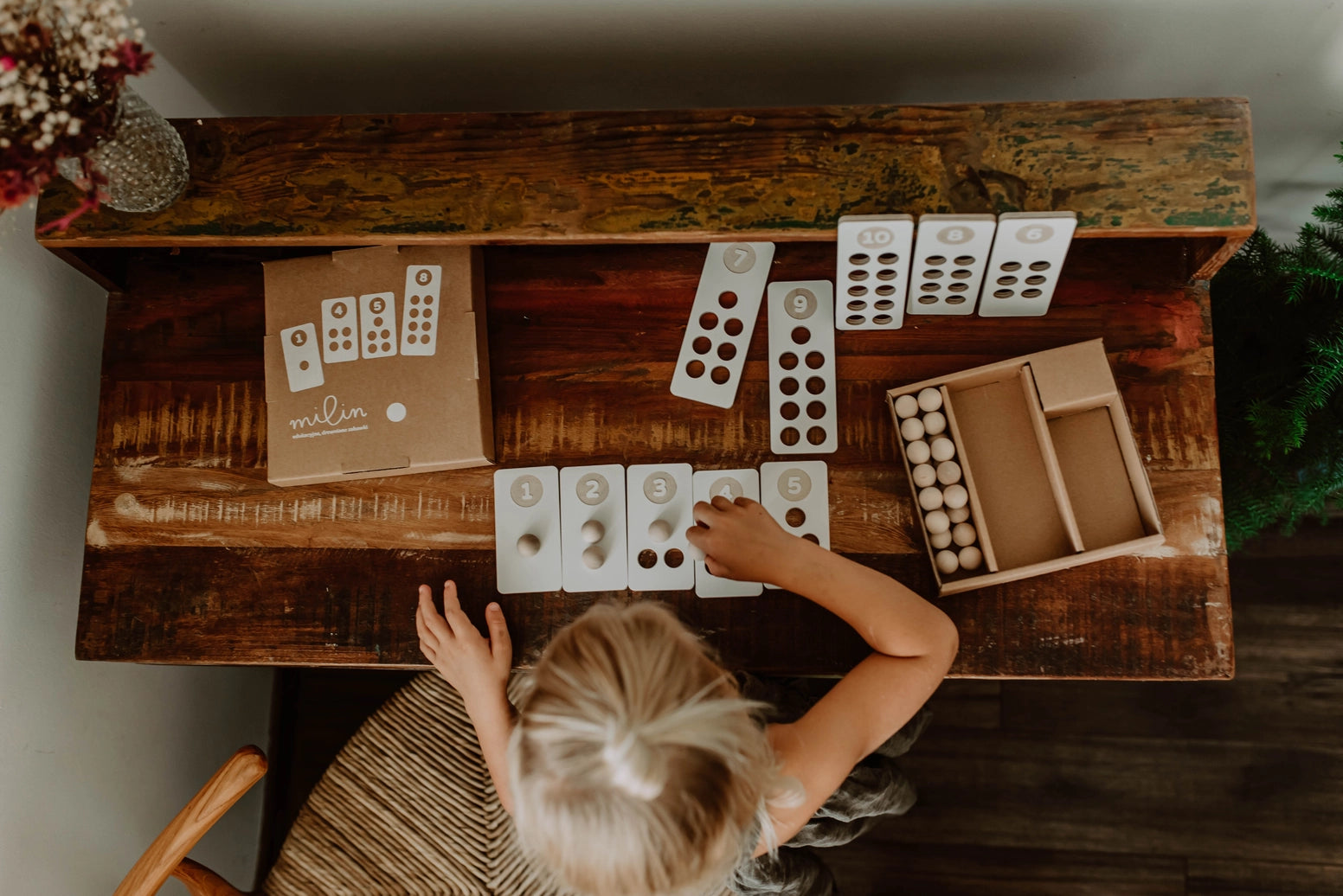 Montessori inspired wooden counting blocks for early mathematics learning and hands on education