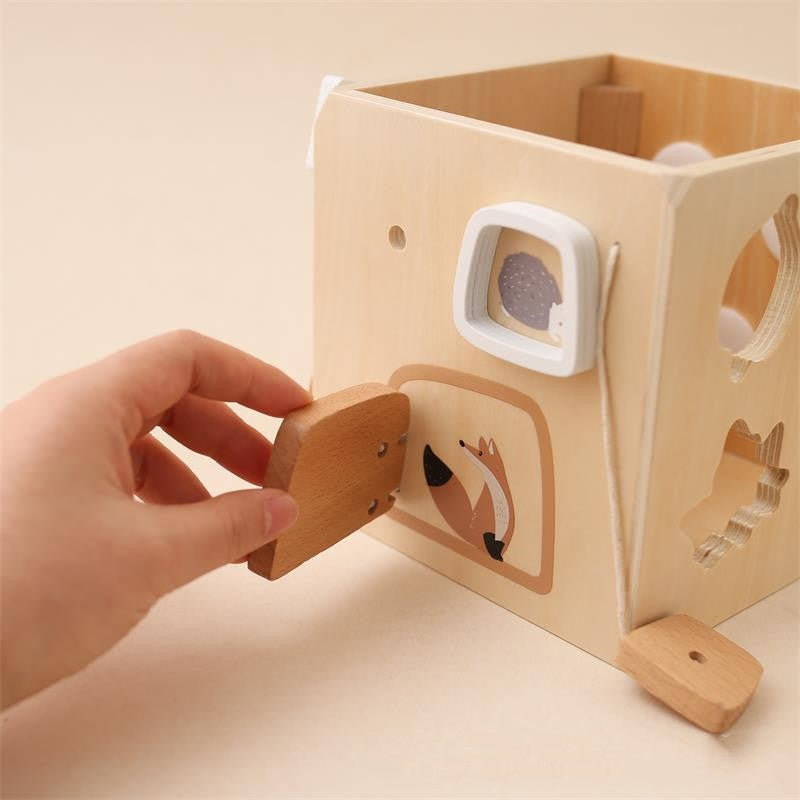 Multi activity wooden learning cube for early childhood development and educational play