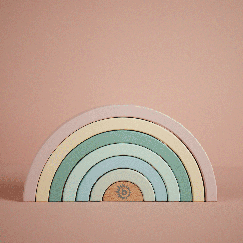 Pastel Wooden Rainbow Stacking Toy for Creative and Educational Play
