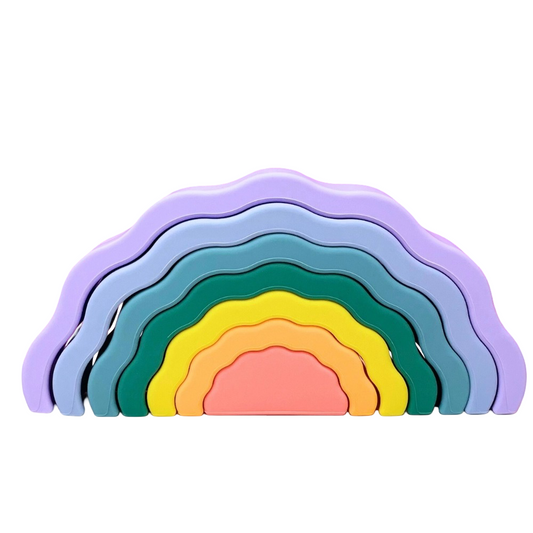 Purple wooden stackable rainbow toy for toddlers Montessori educational and open-ended play