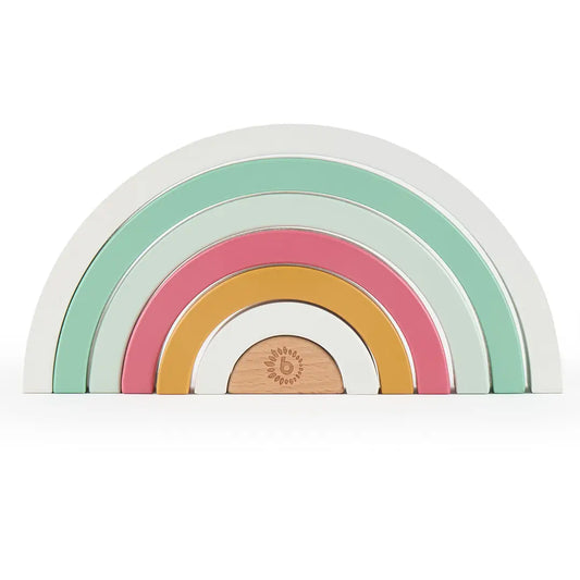Rainbow Berry Wooden Stacking Rainbow – 7-piece FSC wooden Montessori toy for toddlers