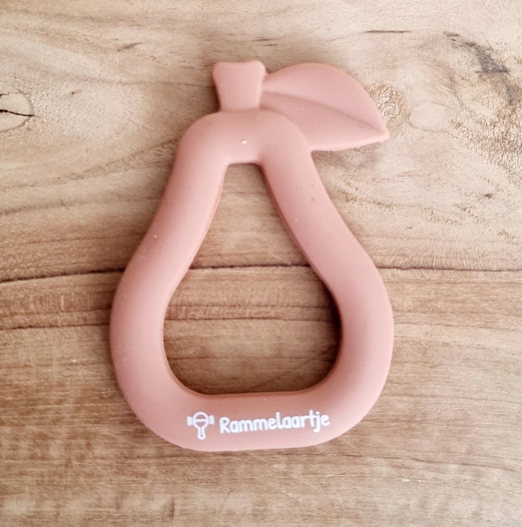 Silicone pear teether terracotta for babies