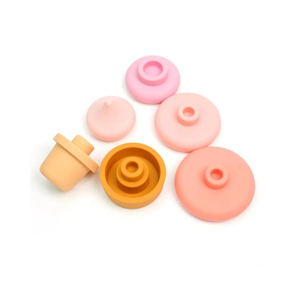 Stackable pink silicone ice cream toy for babies Montessori inspired learning and play
