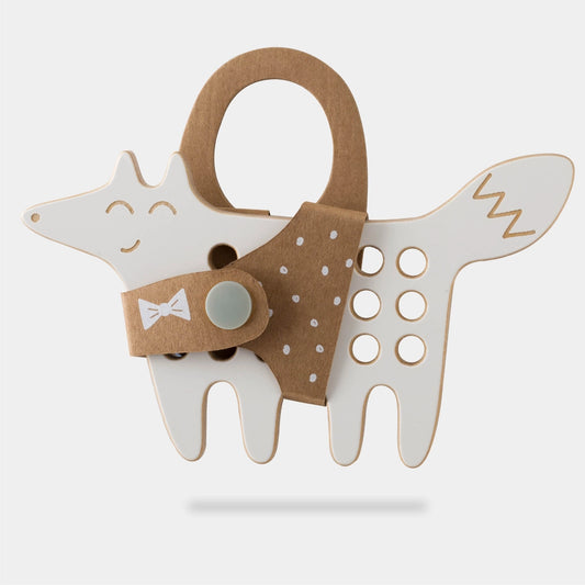The Fox small wooden lacing toy for toddlers developing fine motor skills and hand eye coordination