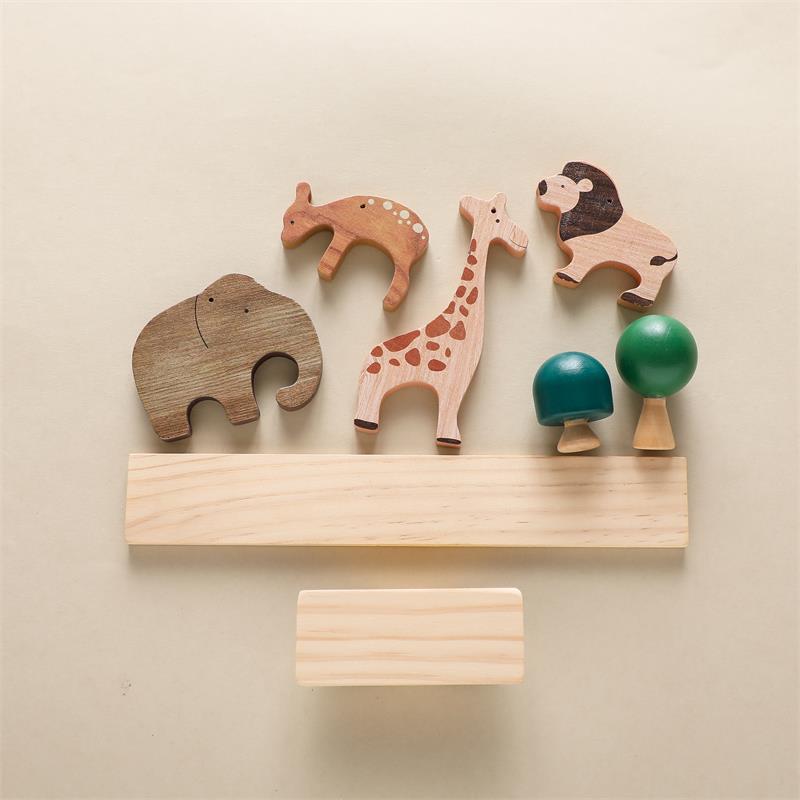 Wooden animal balance stacking toy for children learning concentration problem solving and coordination