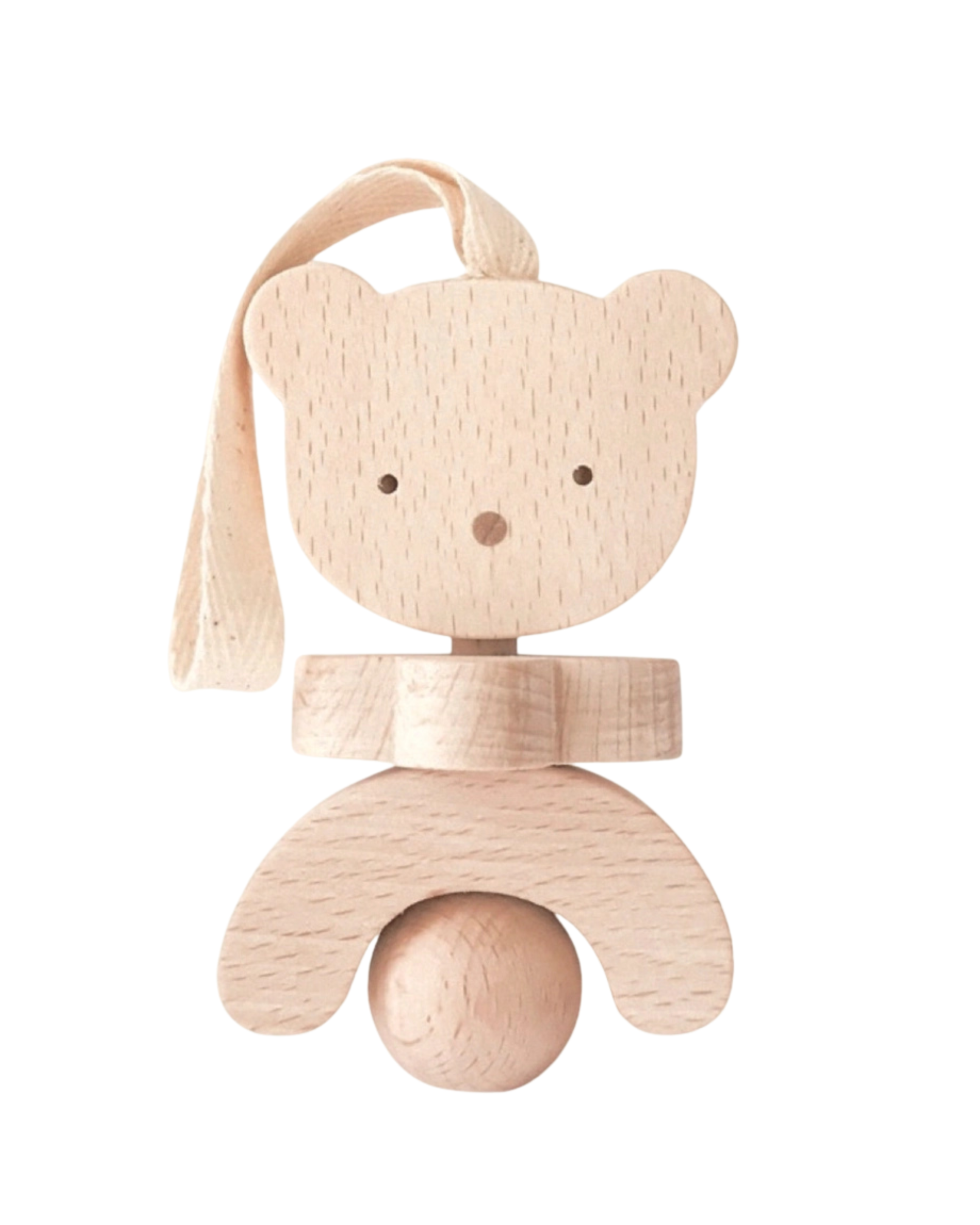 Wooden bear baby rattle Montessori toy