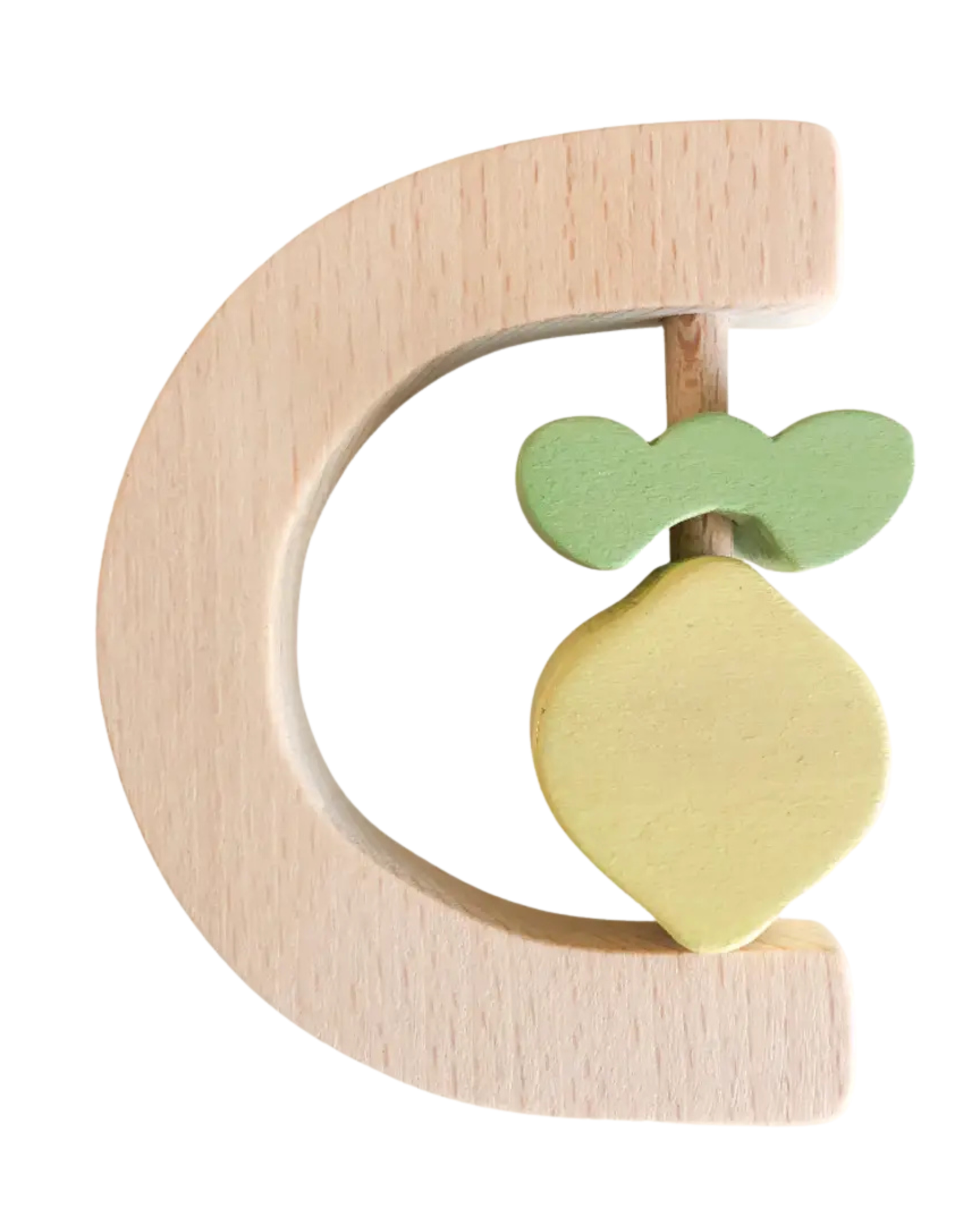 Wooden lemon baby rattle for infants
