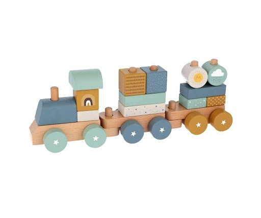 Wooden nativity train set with figures for Christmas play and festive storytelling activities