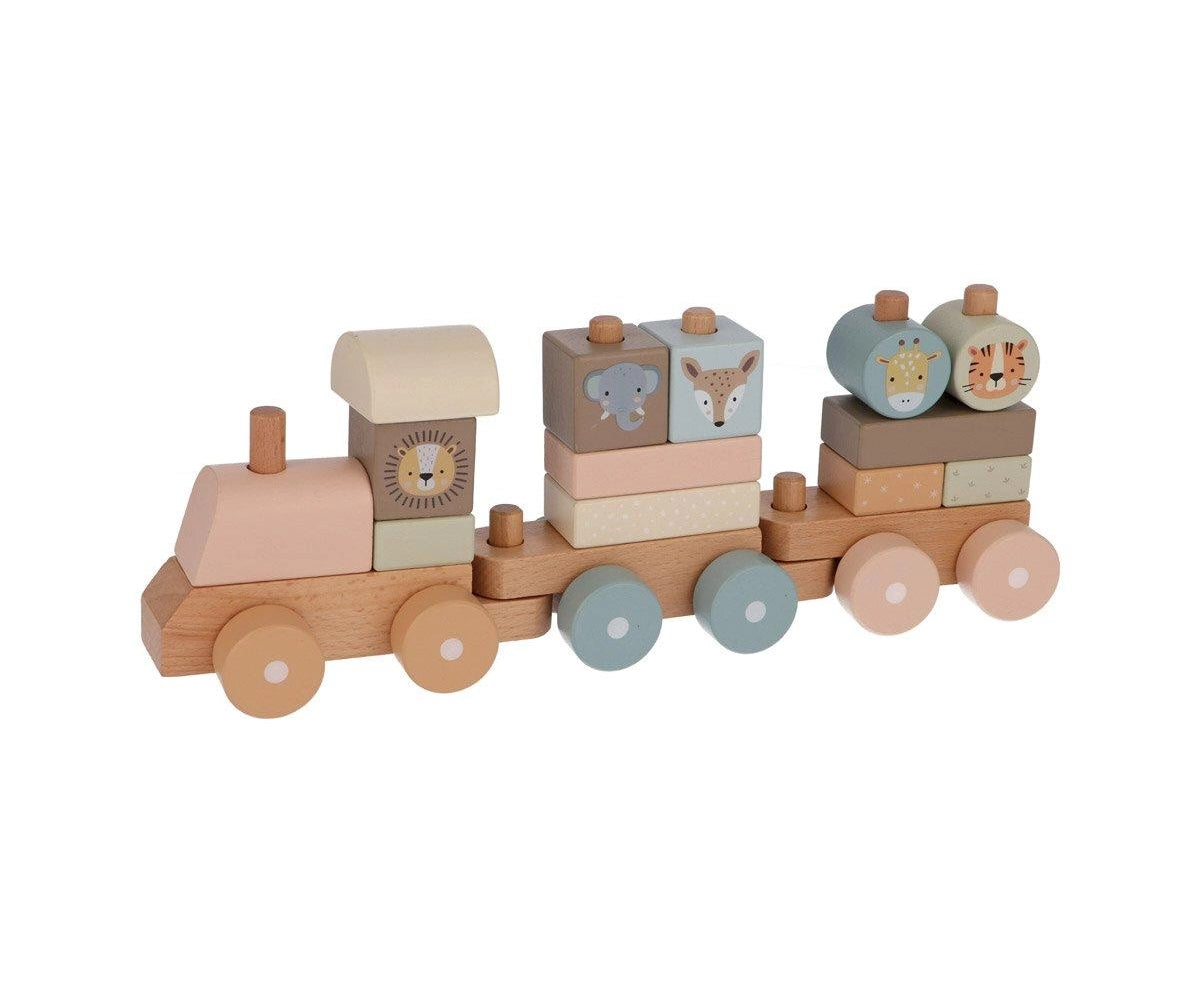Wooden zoo train Montessori toy for toddlers