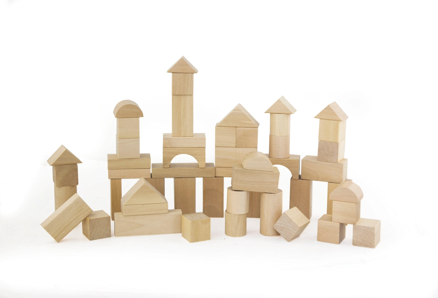 Natural wooden building blocks for kids