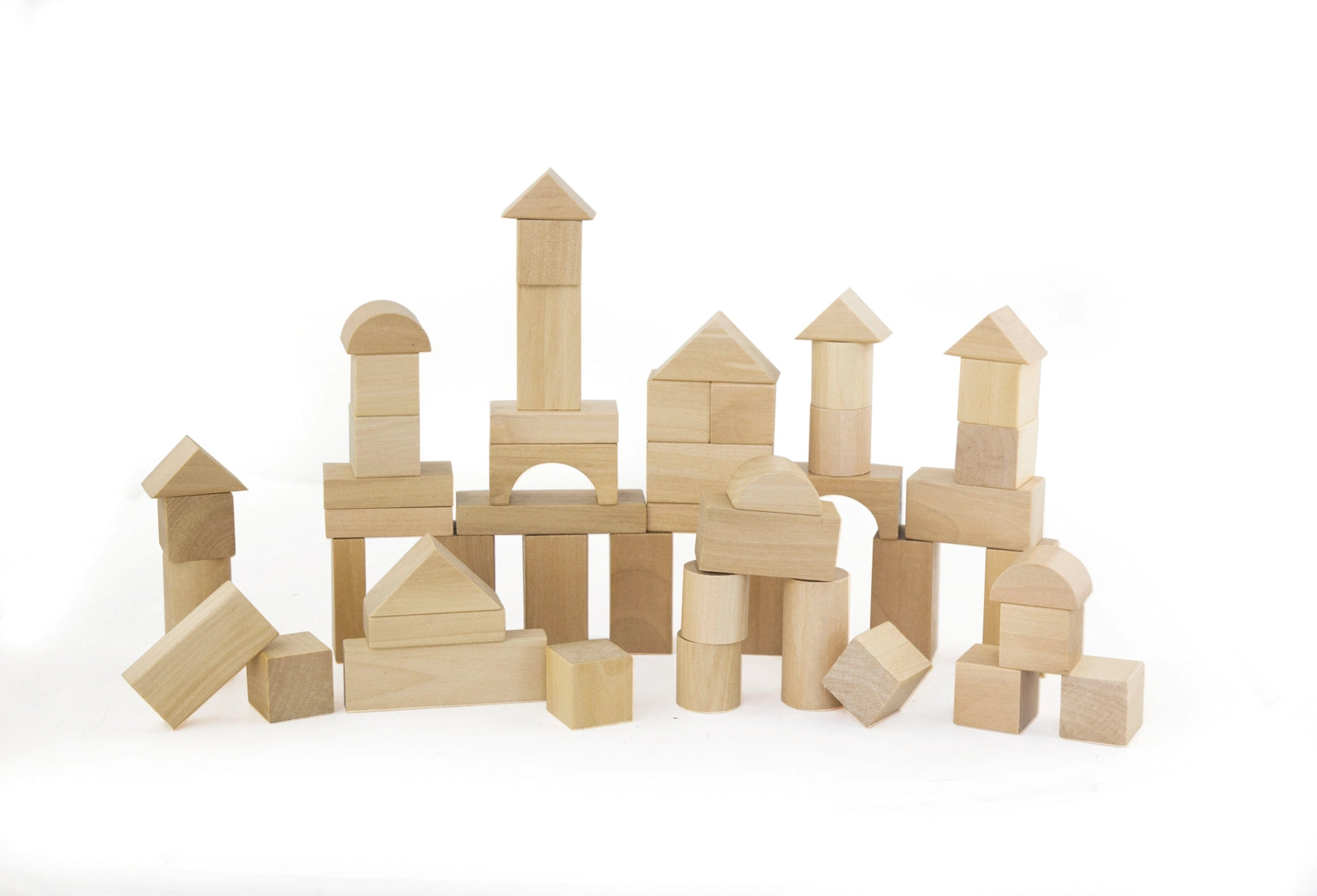 Natural wooden building blocks for kids